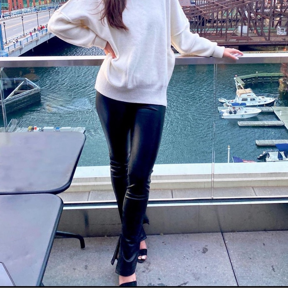 Zara zip ankle leather pants